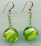 Aqua and Lime Green Swirl Lentil Earrings